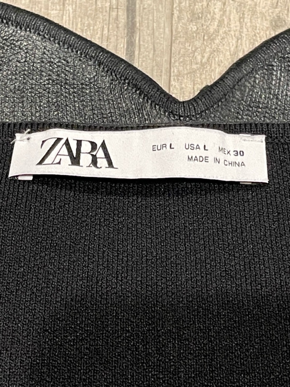 ZARA Black Leather Look like Strapless Top Bustier Tube Top Size L - Picture 7 of 8